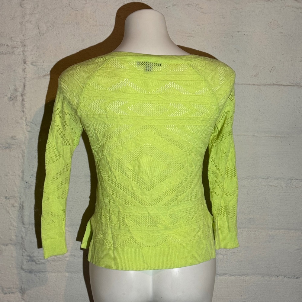 VTG American Eagle Knit Cardigan Sweater Womens Small Neon Yellow Button Front - Picture 7 of 7